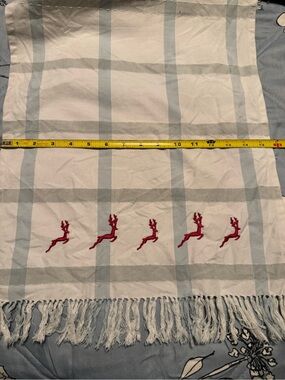 Embroidered Reindeer Plaid Holiday Table Runner (16" × 90")